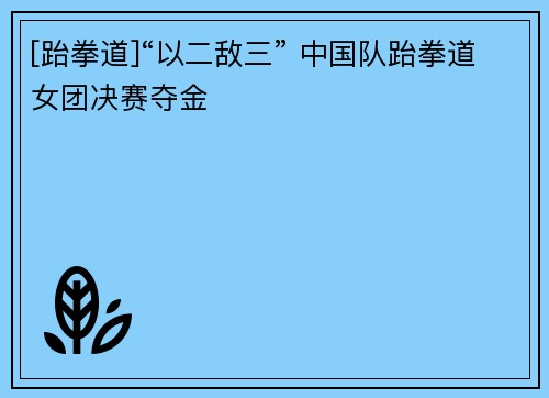 [跆拳道]“以二敌三” 中国队跆拳道女团决赛夺金